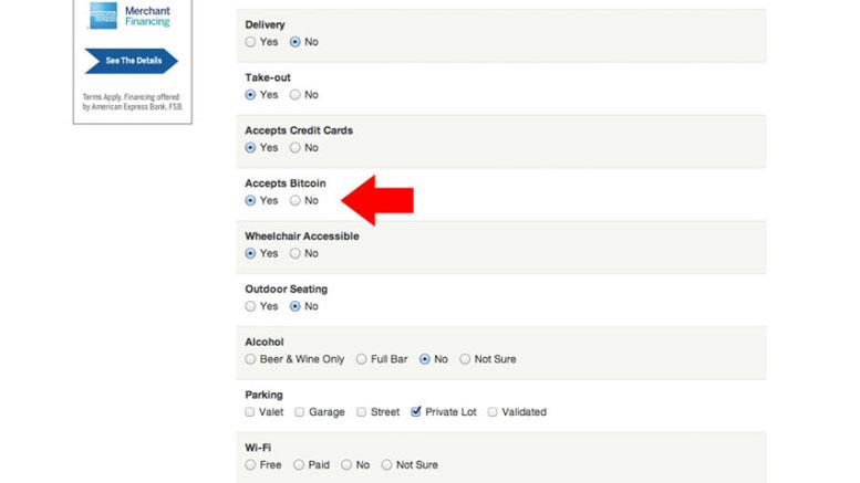 Yelp Can Now Show if a Business Accepts Bitcoin
