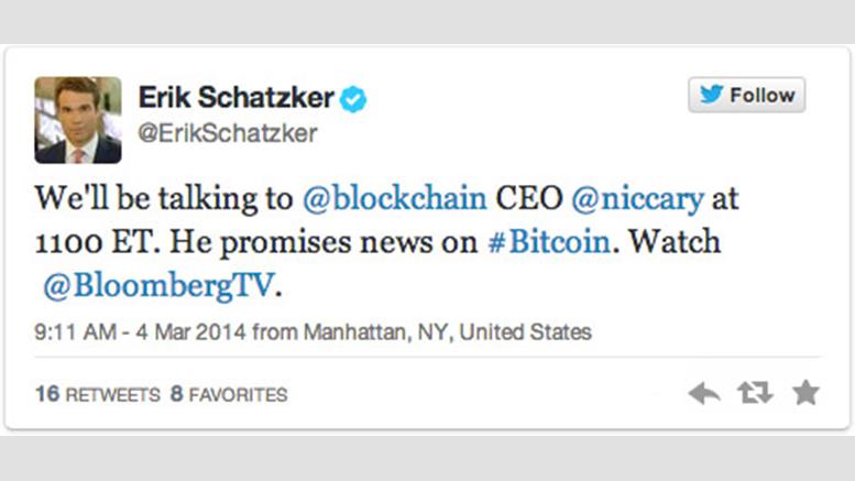 Blockchain.info CEO Nic Cary to Appear on Bloomberg TV With