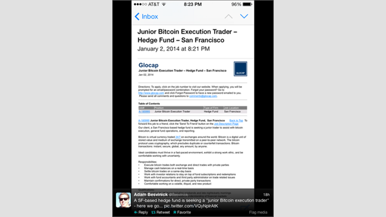 San Francisco-Based Hedge Fund Looking For Bitcoin Trader