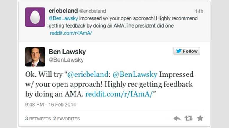 NY State Dept. of Financial Services Superintendant Ben Lawsky May Do Reddit AMA