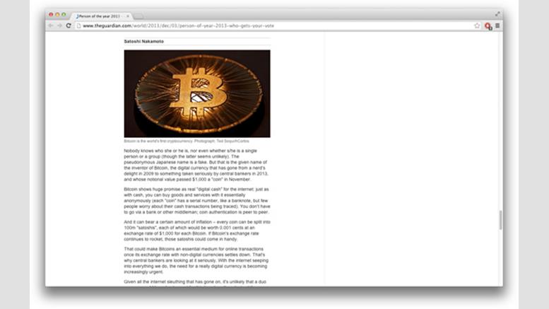 Satoshi Nakamoto Nominated For 2013 Guardian Person of the Year