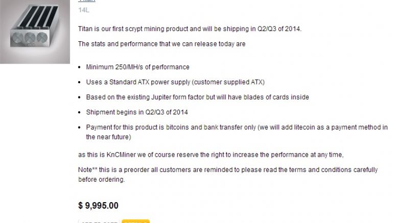 KnCMiner Upgrades Titan Scrypt ASIC From 100 MH/s To 250 MH/s Free Of Charge