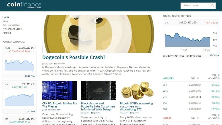 Cryptocurrency Portfolio Management Platform Coinfinance.com Rising in Popularity