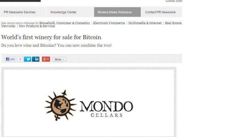 Winery for sale for Bitcoin