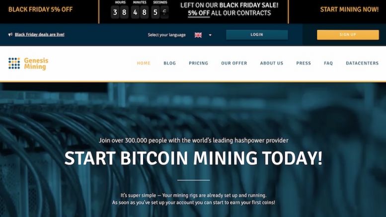 Genesis Mining Offers Discounts as Part of Black Friday Weekend