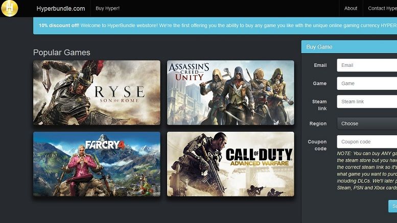 15% Off Any Steam Game at Hyperbundle.com With Cryptocurrency HYPER