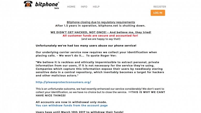 BitPhone Shuts Down Service, Cites Regulatory Issues