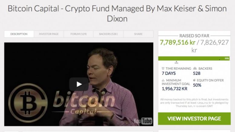 Bitcoin Capital & Max Keiser Launches Crowdfunding Campaign - Raises Close To $1 Million