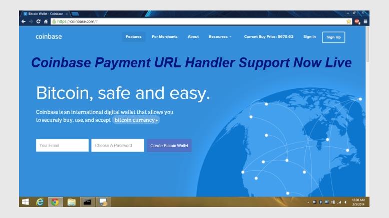 CoinBase Payment URL Handler Support Now Live