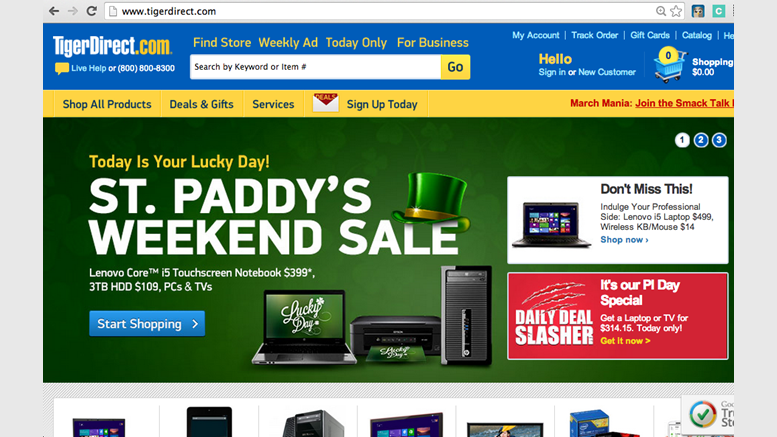 TigerDirect Tops $1 Million in Total Bitcoin Sales