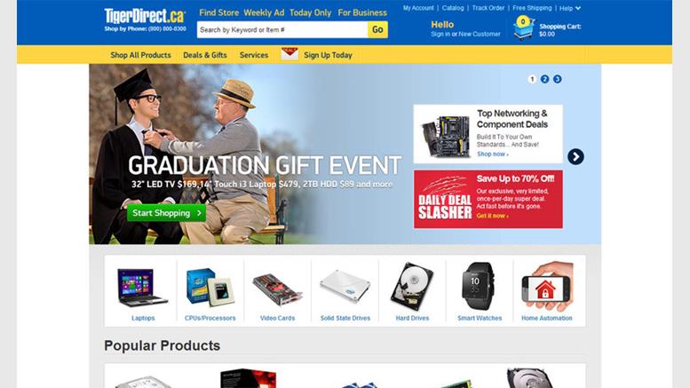 TigerDirect Bitcoin Payment Acceptance Expands to Canada
