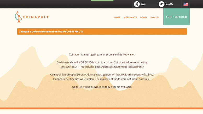 Coinapult Report 150 Bitcoins Stolen From Their Hot Wallet