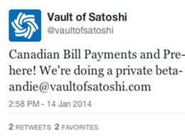 Vault of Satoshi Exchange Introduces In-Beta Bill Payments and Pre-Authorized Debit