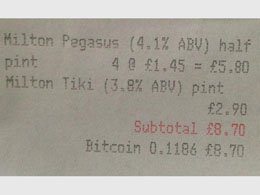 Bitcoins buy beer in Cambridge